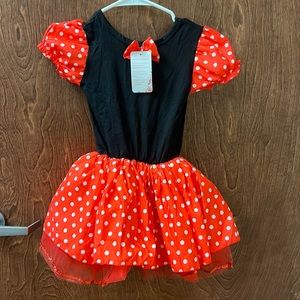 Cute Minnie Mouse designed dress, red lace underneath with sequins